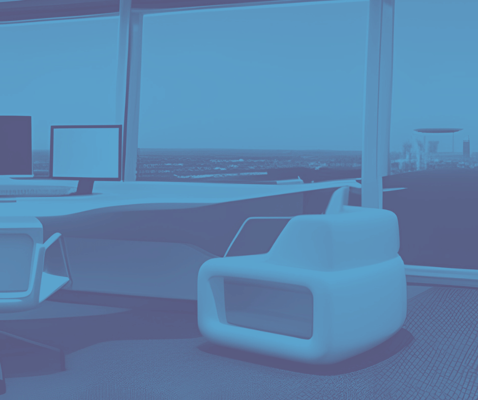 Image of futuristic office in blog post about how ChatGPT and AI are affecting Administrative Professionals.